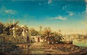 unknow artist Mosque on the Banks of the Ganges, Germany oil painting artist
